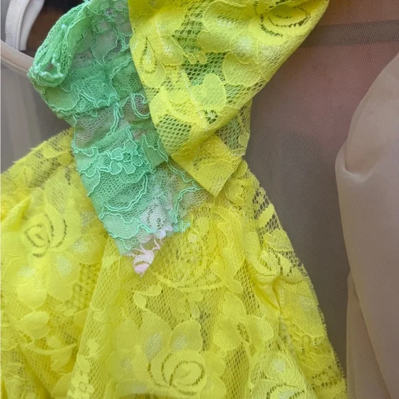 Comme Des Garçons Pink Ruffled lace Tulle sheer Dress - Size small - Picture 8 of 13